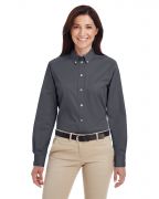Harriton Ladies' Foundation 100% Cotton Long-Sleeve Twill Shirt with Teflon