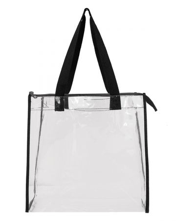 Liberty Bags OAD Clear Tote Bag With Gusseted and Zippered Closure- 12â€ x 12 â€x 6â€